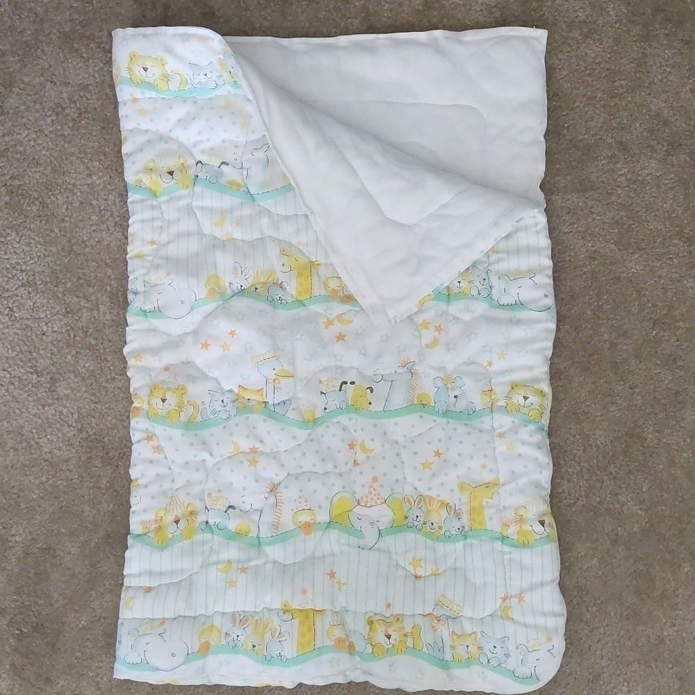 Vintage Pastel Toddler/Baby Sleeping Bag Quilted Blanket Zipper. Animals…